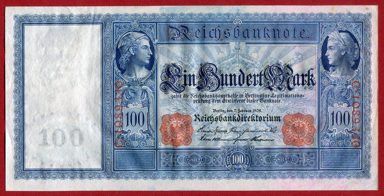 Details about   GERMANY REICHSBANKNOTE 100 MARK 1908/sold as each 