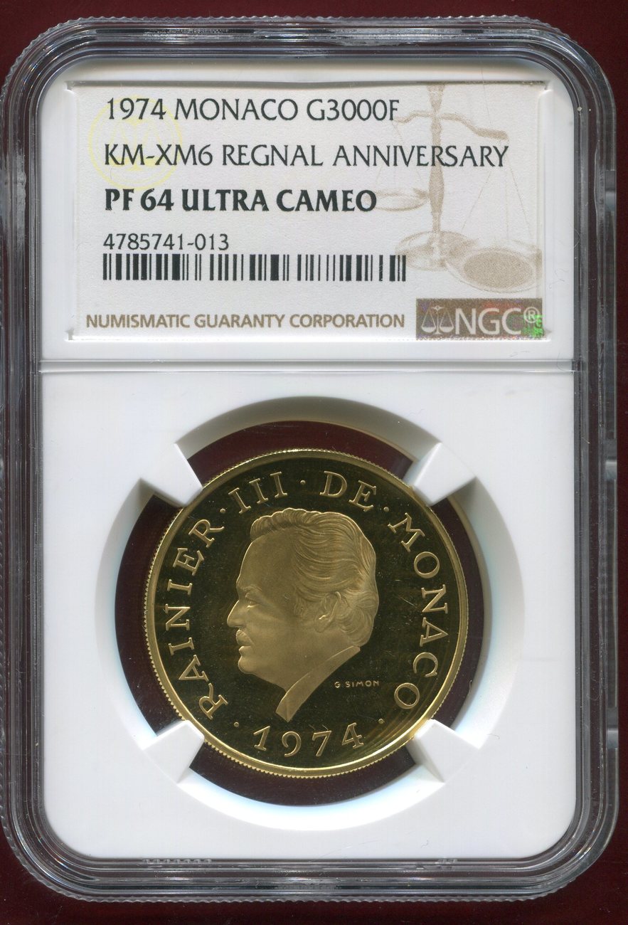 Monaco 3000 Francs Gold 1974 Rainier III. 25. Regierungsjubiläum 