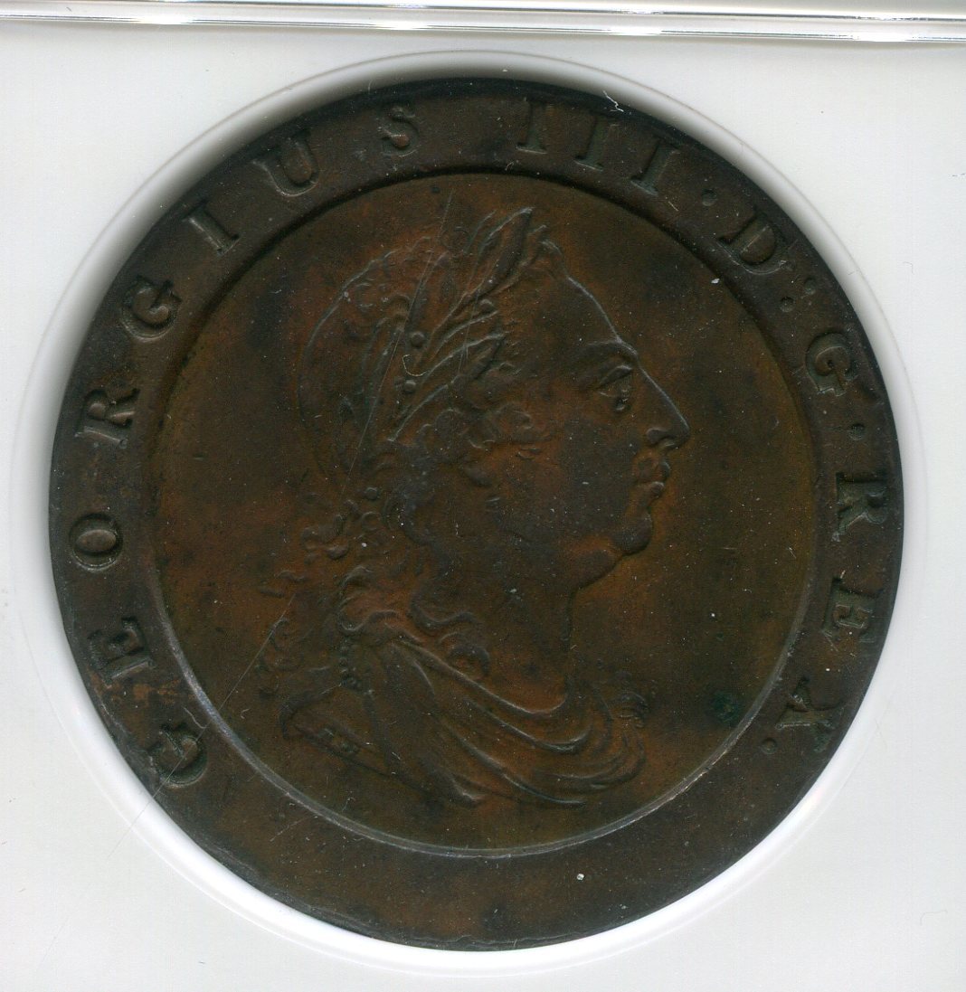 イギリス　2ペニー銅貨 1797年 NGC AU ☆1797 SOHO イギリス 2ペンス銅貨 ジョージ3世車輪銭 NGC AU