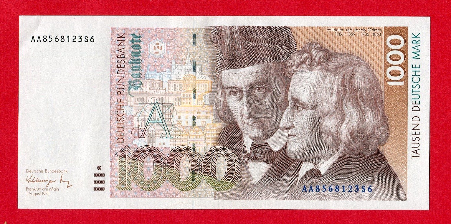 BRD, Deutsche Bundesbank 1000 DM Deutsche Mark 1991 Gebrüder