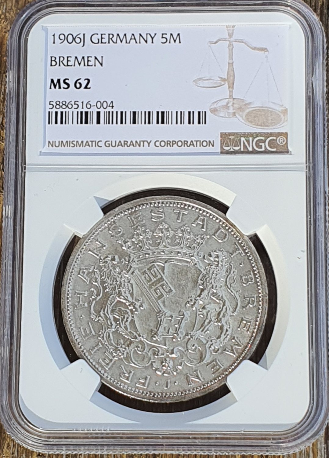 タイ ラーマ5世サルン(1/4バーツ)RS125(1906)【NGC MS62