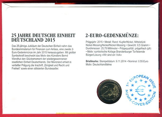 25 Jahre Wir Sind Ein Volk 2 Euro Münze www.ma-shops.com