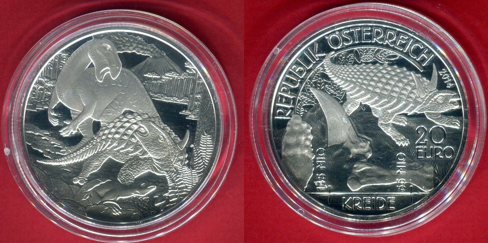 Österreich 20 Euro Silbermünze 2014 Lebendige Urzeit; Kreide - Leben ...