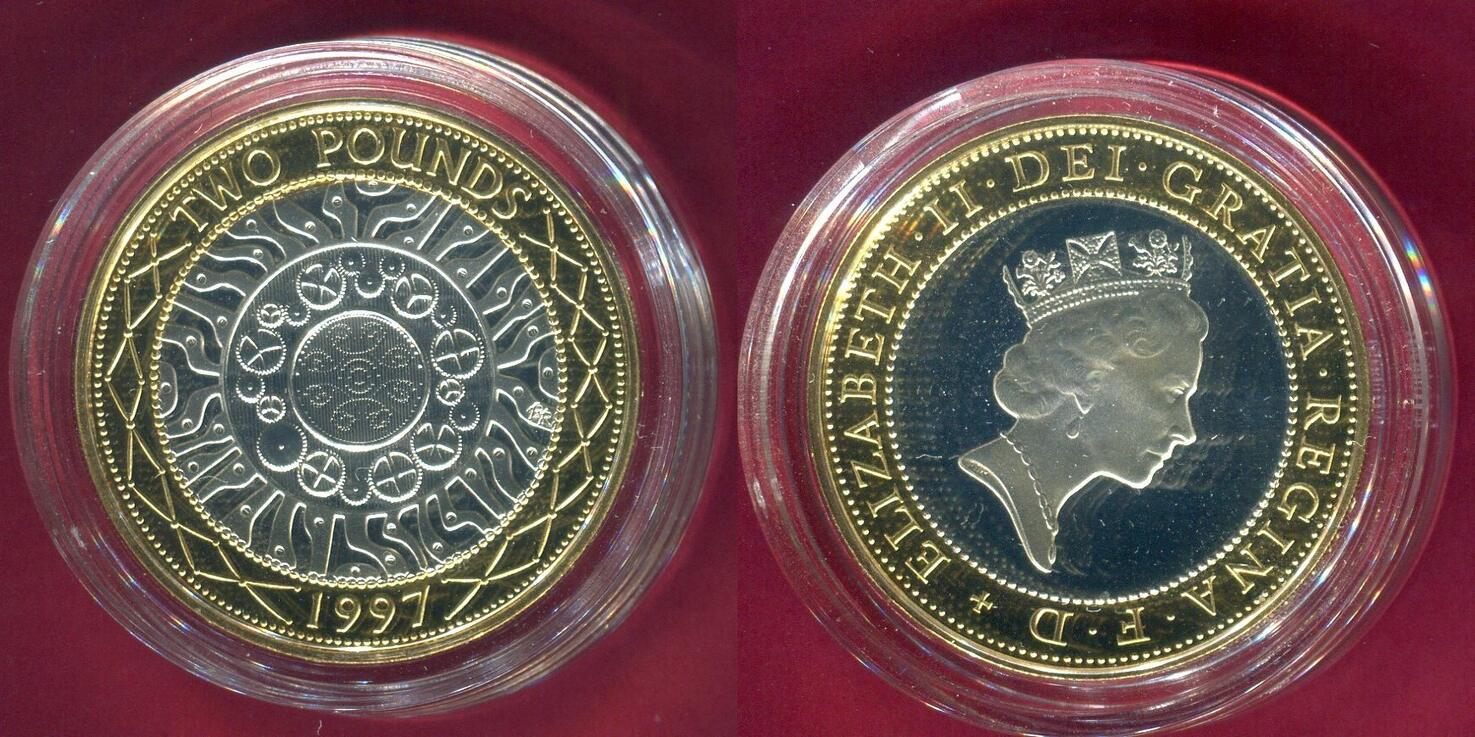 Großbritannien 2 Pounds Silbermünze mit Teilvergoldung 1997 ...