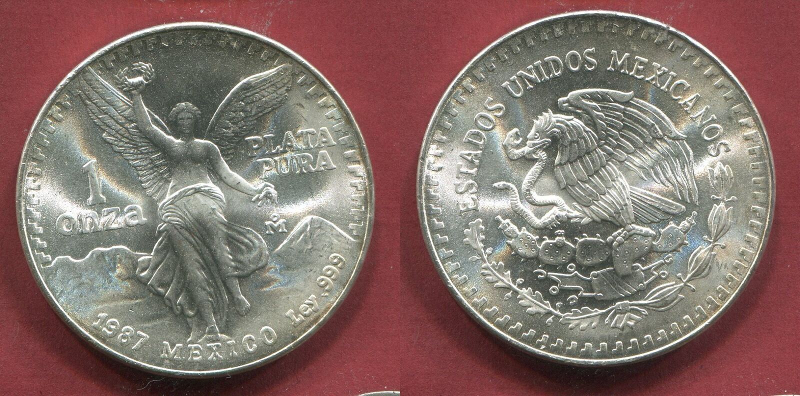 Mexico 1 Unze Onza 1987 Libertad Siegesgöttin Key Date Jaghrgang Unc ...