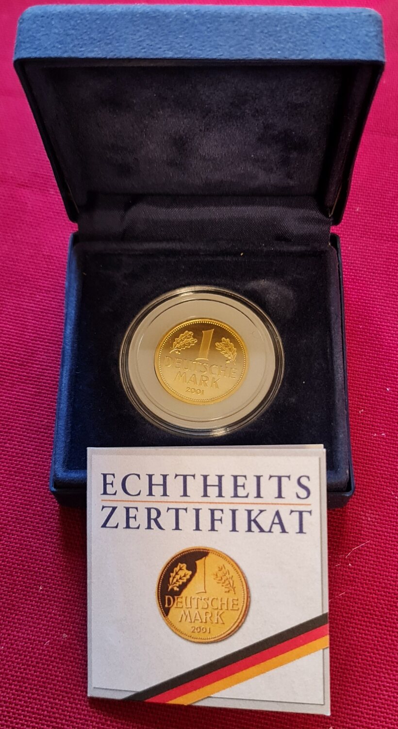 Bundesrepublik Deutschland, FRG 1 DM Goldmark 2001 F Abschied von der ...