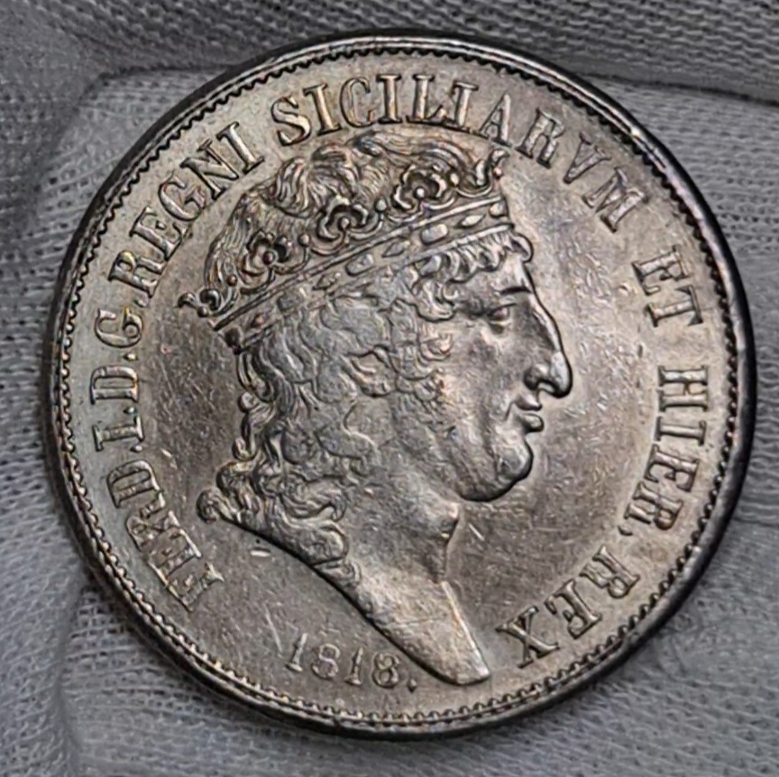 Italien Sizilien 120 Grana 1818 Ferdinand I. Feine Tönung USA VF +