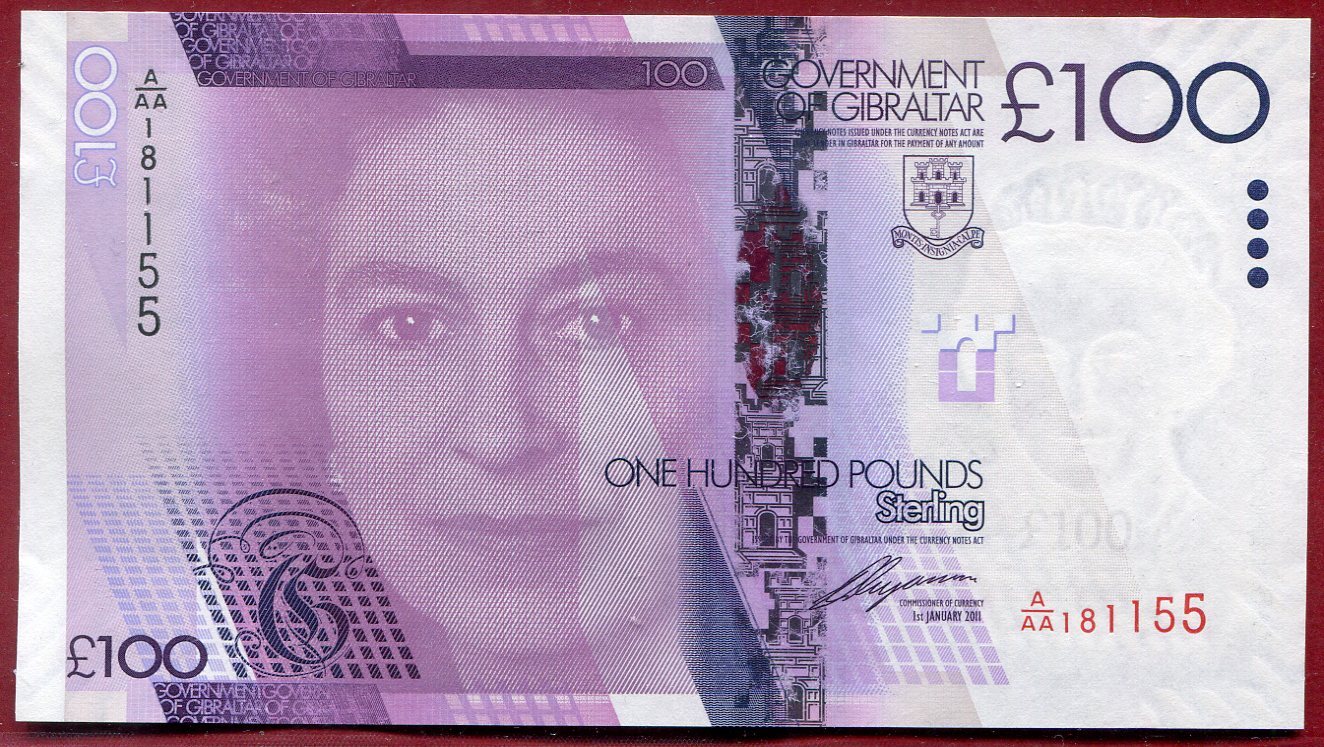 Gibraltar 100 Pfund Pounds Sterling 2011 Elisabeth II. Kings Bastion unc  Русские монеты из драгоценных