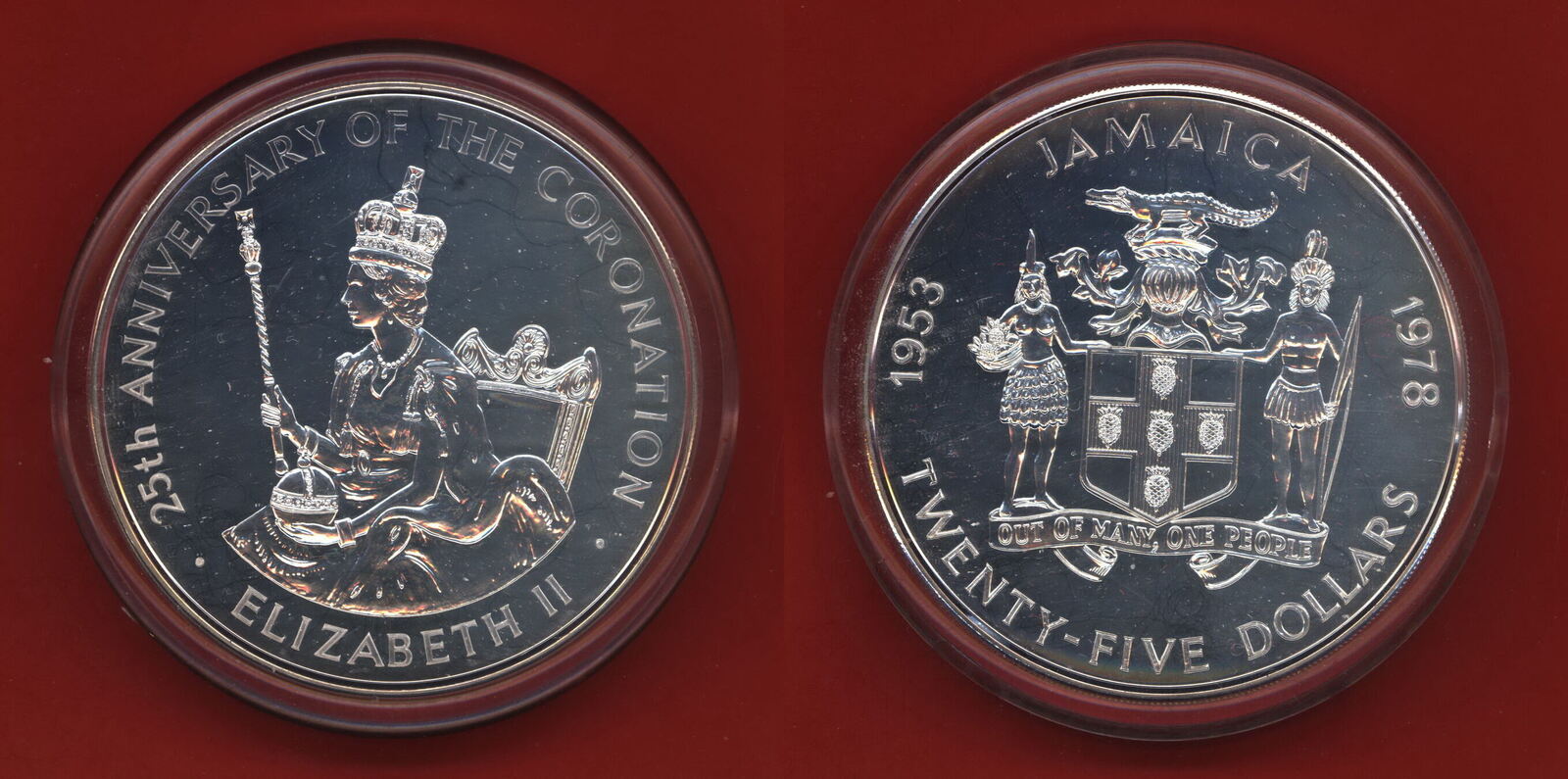 Jamaika, Jamaica 25 Dollars 1978 Queen Elizabeth II. Proof with