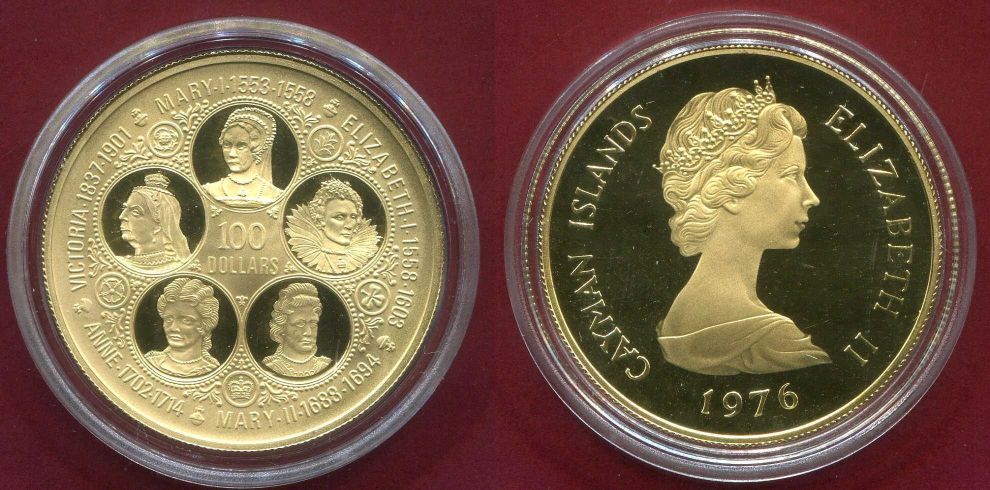Cayman Inseln Islands 100 Dollars 1976 Sovereign Queens of England