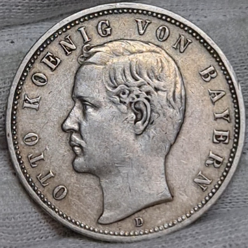 Germany Deutschland Bayern Bavaria 5 Mark 1888 D König Otto, Kursmünze ...