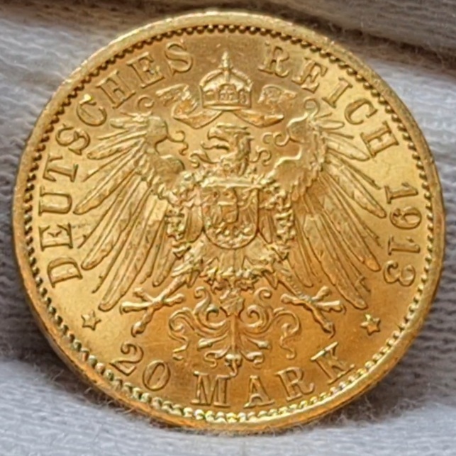 Preußen Kaiserreich German Empire 20 Mark Goldmünze 1913 A Kürassier ...