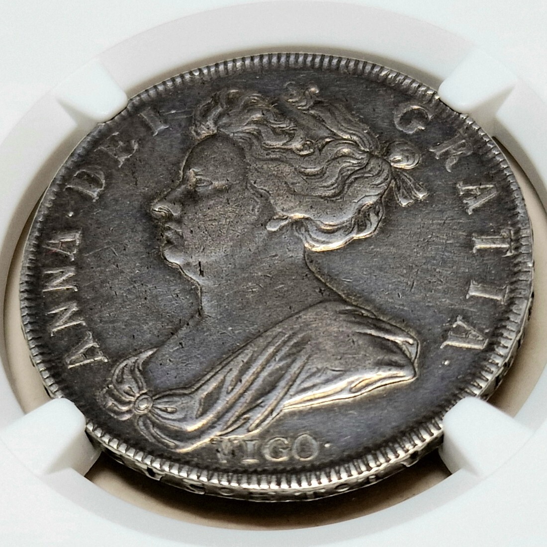 England 1/2 Crown 1703 VIGO Queen Anne Anna 1702 - 1714 Vigo