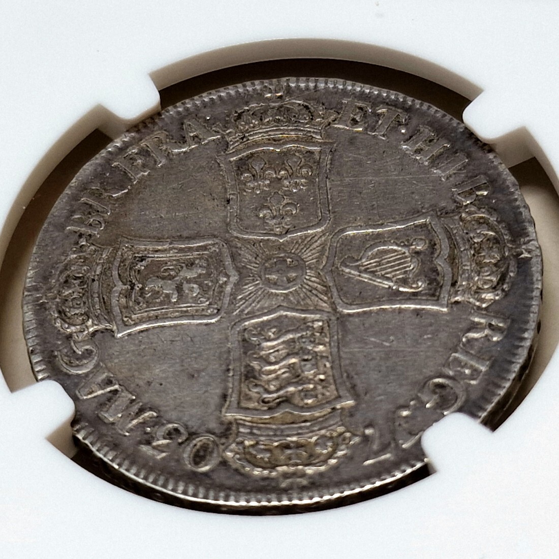 England 1/2 Crown 1703 VIGO Queen Anne Anna 1702 - 1714 Vigo