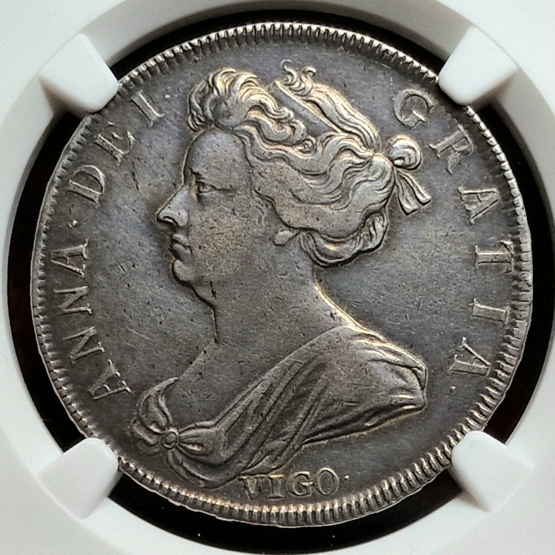 England 1/2 Crown 1703 VIGO Queen Anne Anna 1702 - 1714 Vigo