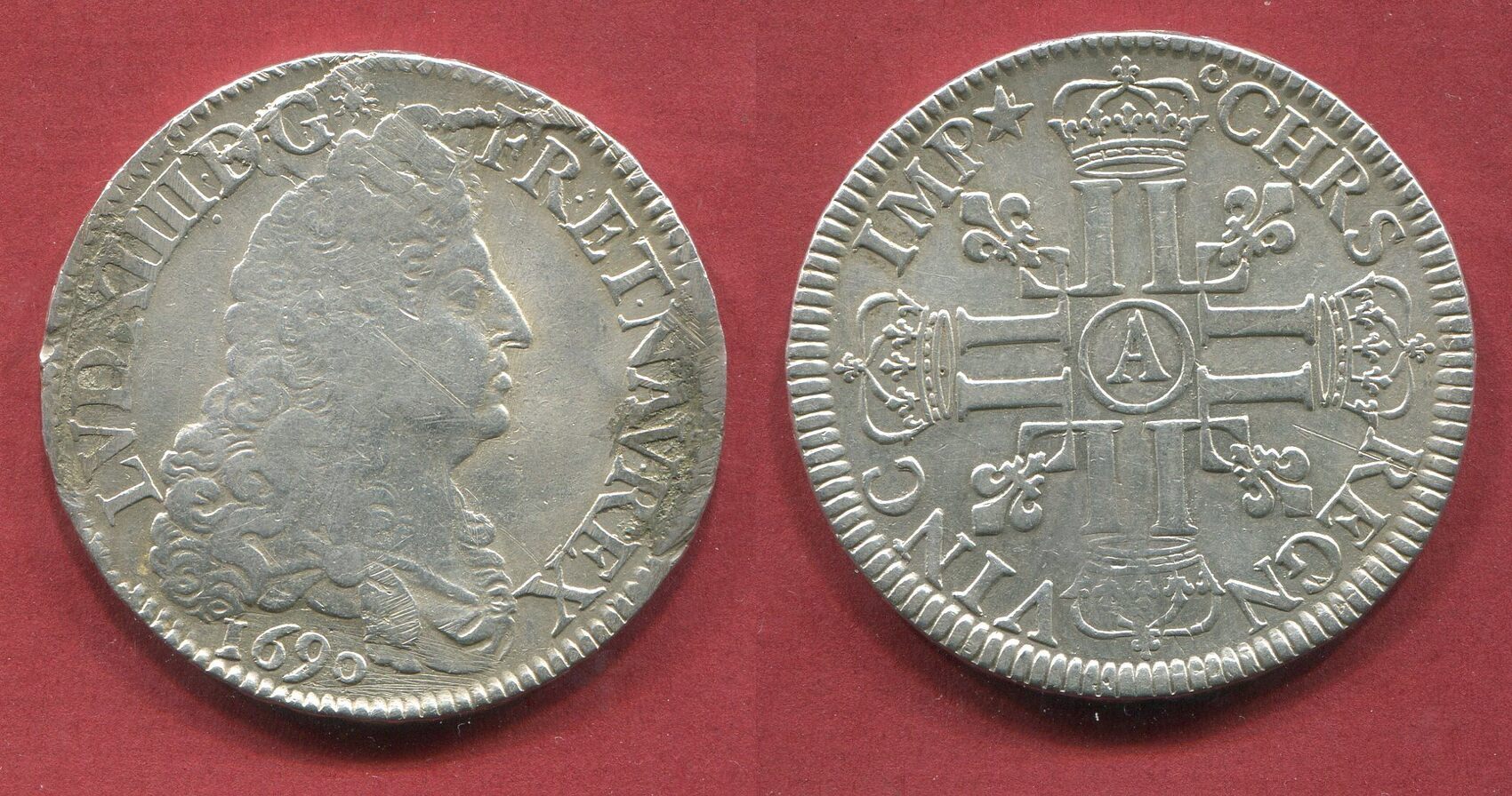 Frankreich France Ecu Huit 8 L 1690 A Ludwig Louis XIIII 1643 1715 frankreich-france-ecu-huit-8-l-1690-a-ludwig-louis-xiiii-1643-1715