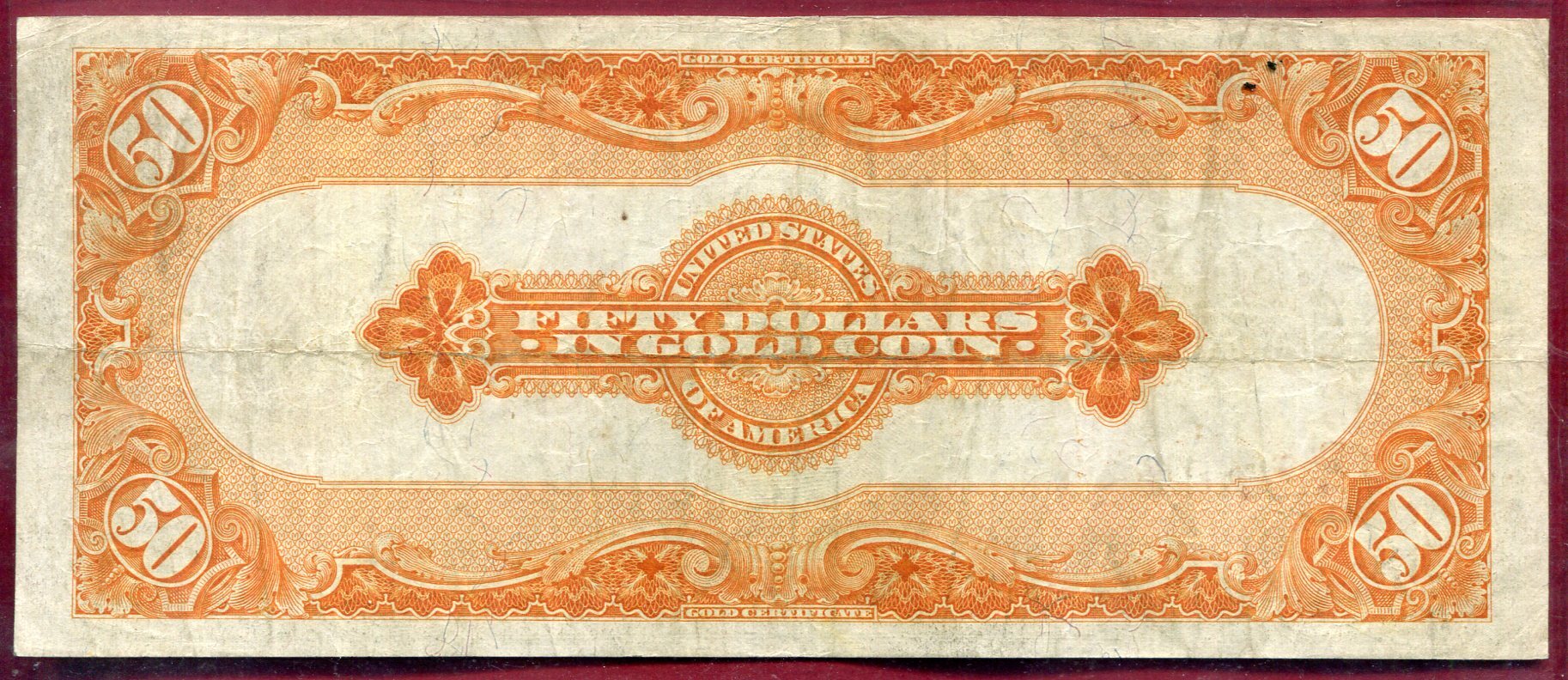 The United States of America USA 50 Dollars Gold Certificate