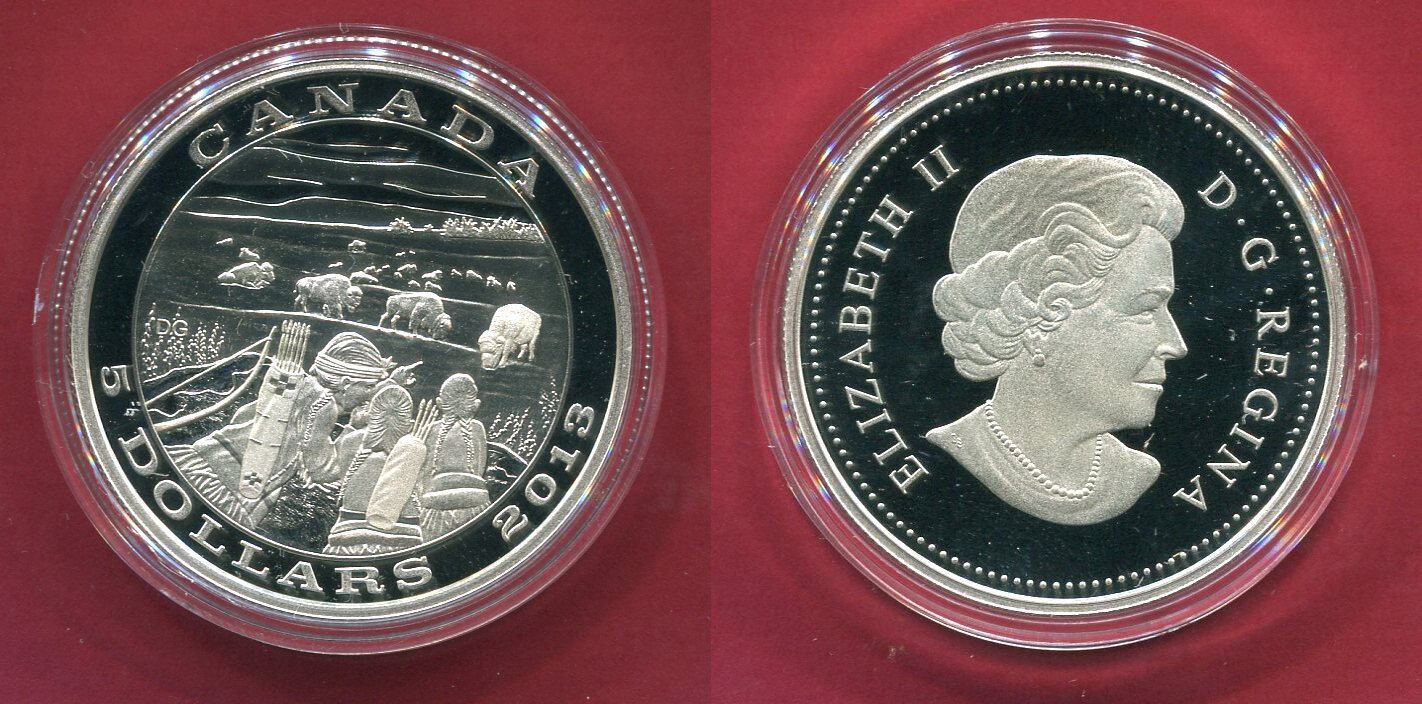 Kanada 5 Dollars Silbermünze 2013 Tradition of Hunting - Bison proof in ...