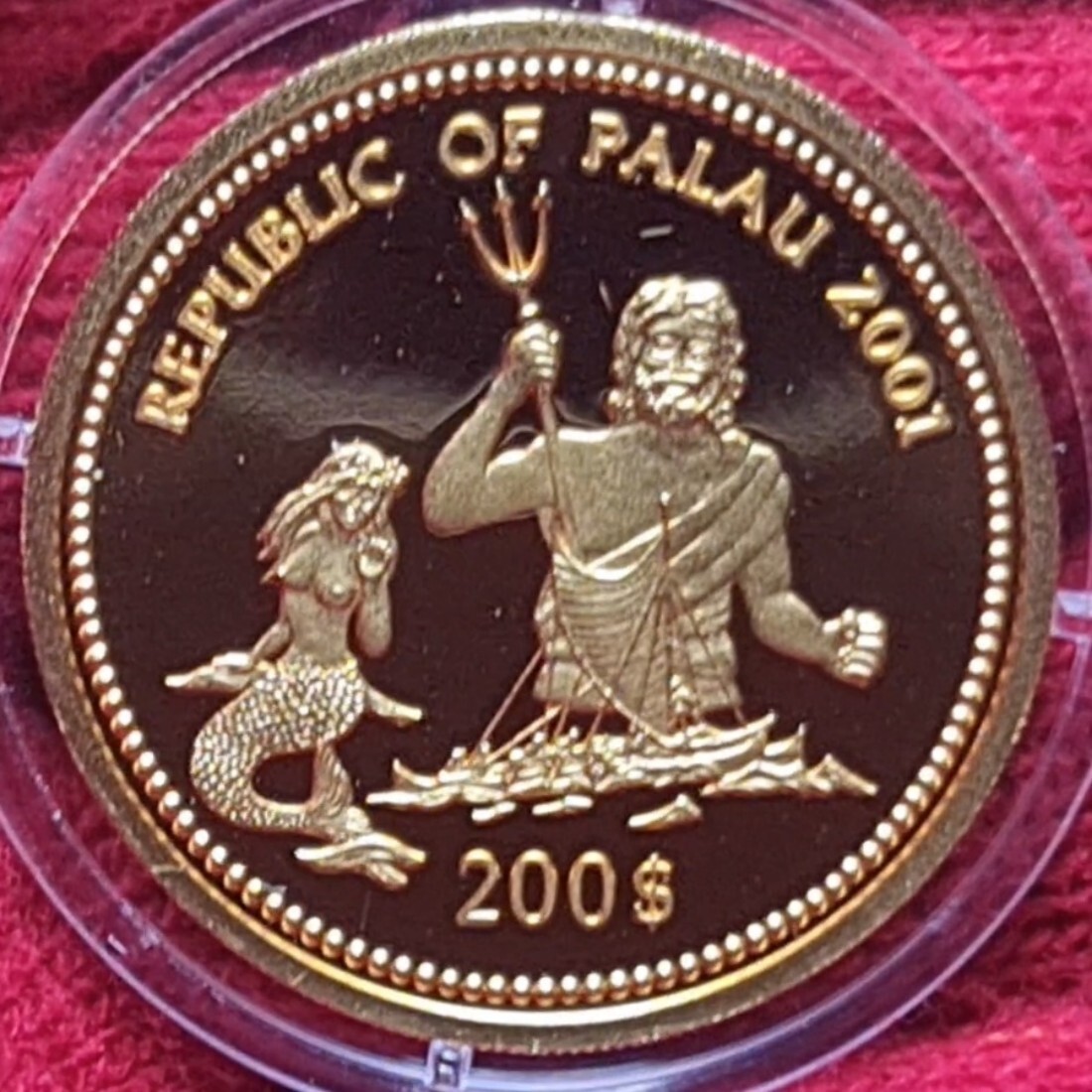 Palau Inseln Islands 200 Dollars Farbmünze Gold 1 Unze 2001 Marine Life