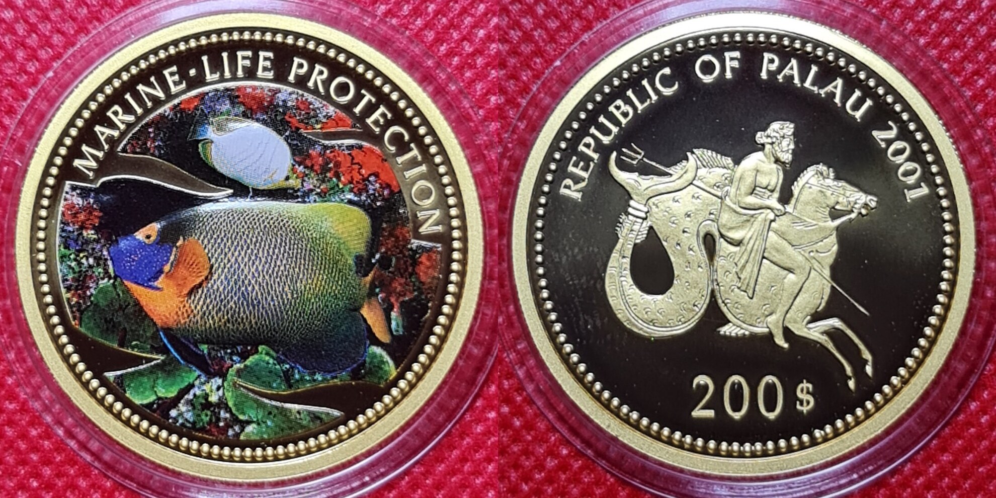 Palau Inseln Islands 200 Dollars Farbmünze Gold 1 Unze 2001 Marine Life