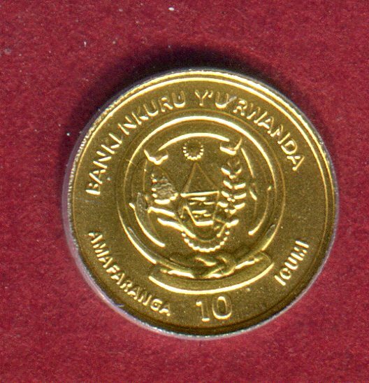 Ruanda, Rwanda 10 FRW Minigoldmünze 1/200 Unze Gold 2017 St. Gaudens