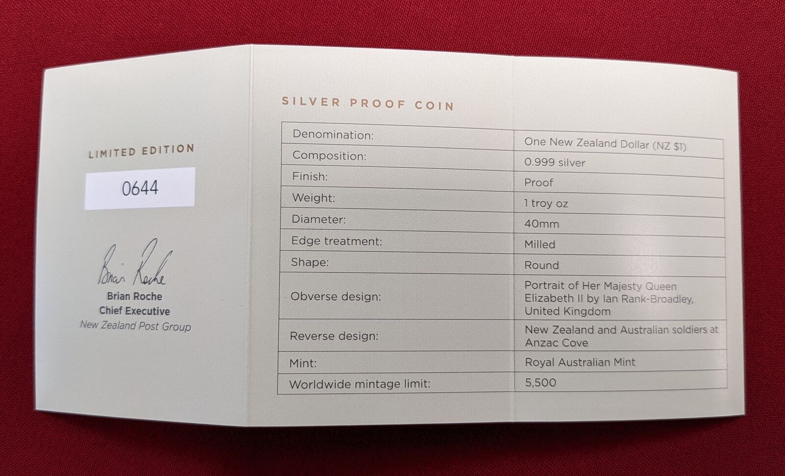 Neuseeland 1 Dollar Silbermünze - 1 oz Silver Proof Coin 2015 The Spirit of  Anzac - The First World War - 100 Years - Lest We Forget - 1915 Proof with  metal box & coa | MA-Shops