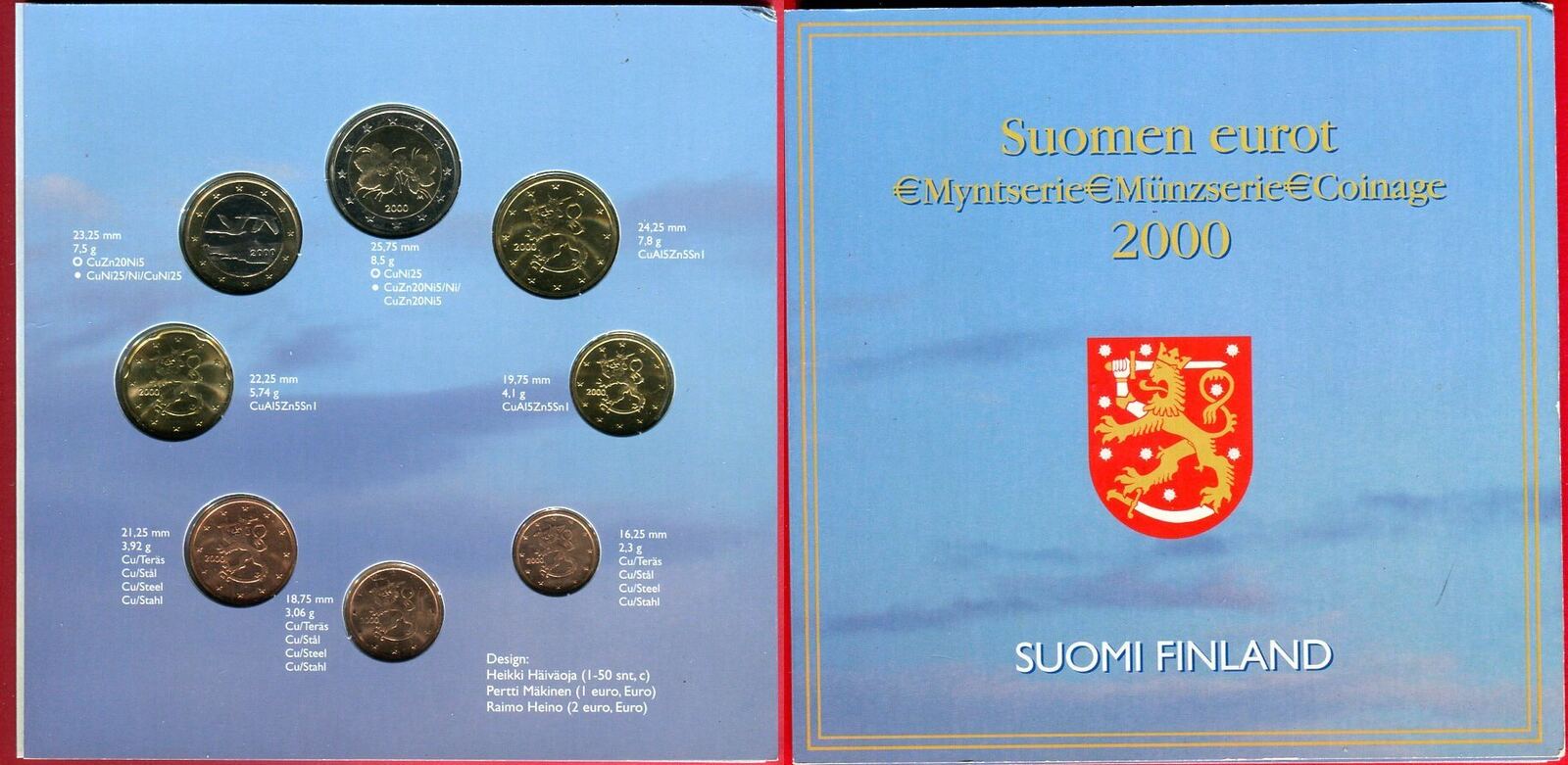 Finnland, Finland, Suomi Euro Kursmünzensätze KMS 2000, 2001, 2002 ...