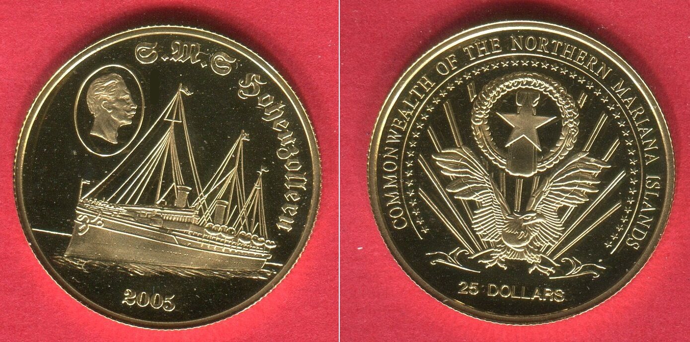 Northern Mariana Islands Marianen 25 Dollars Gold 2005 HMS Hohenzollern