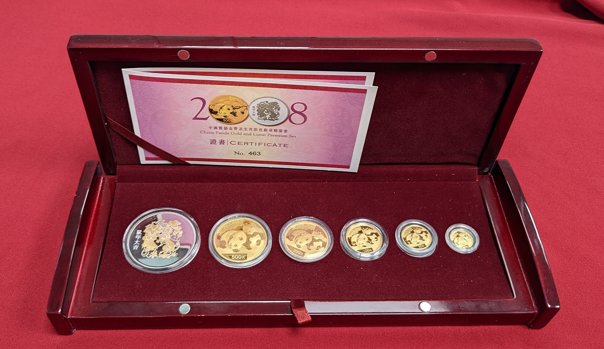 China 20, 50, 100, 200 \u0026 500 Yuan Goldm\u00fcnzen \u0026 Medaille 2008 Panda Gold ...