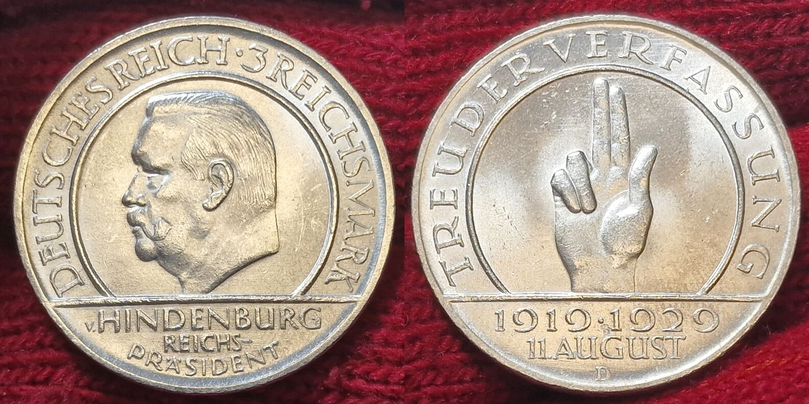 Weimarer Republik 1924 Bis 1929 Deutschland Weimarer Republik Germany 3 Mark 1929 D München Zum 10