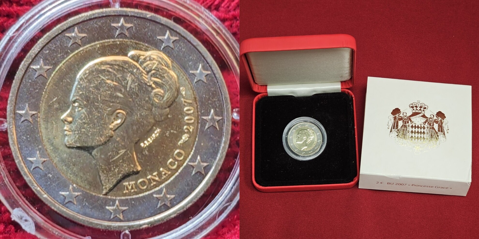 Monaco 2 Euro Gedenkm nze 2007 Grace Kelly OVP Unc With Capsule Box 