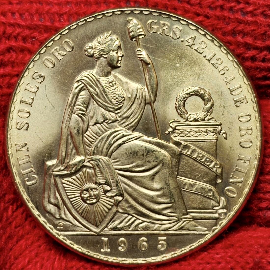 Peru 100 Soles Gold 1965 Lima Libertad Liberty Kl. Auflage Mintage 23.000  Uncirculated matte | MA-Shops