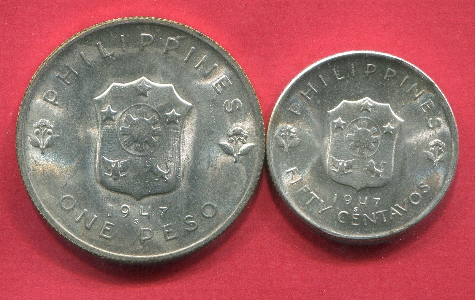Philippinen Philippines 50 Centvos 1 Peso 1947 General Douglas MacArthur  Defender and Liberator Uncirculated | MA-Shops