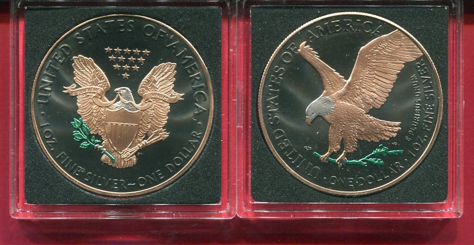 USA 2 X 1 Dollar Silberm nzen 2021 Golden Enigma Serie mit 24 Kt Gold paper