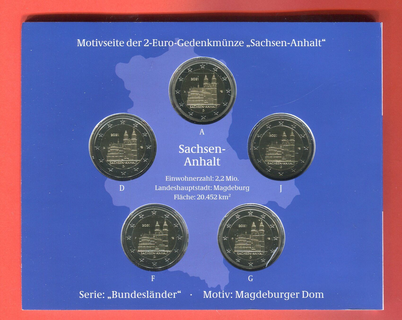 2 Euro Münze Sachsen-anhalt 2021 Fehlprägung Bundesrepublik Deutschland 2 Euro Gedenkmünzenset 2021 Sachsen-Anhalt