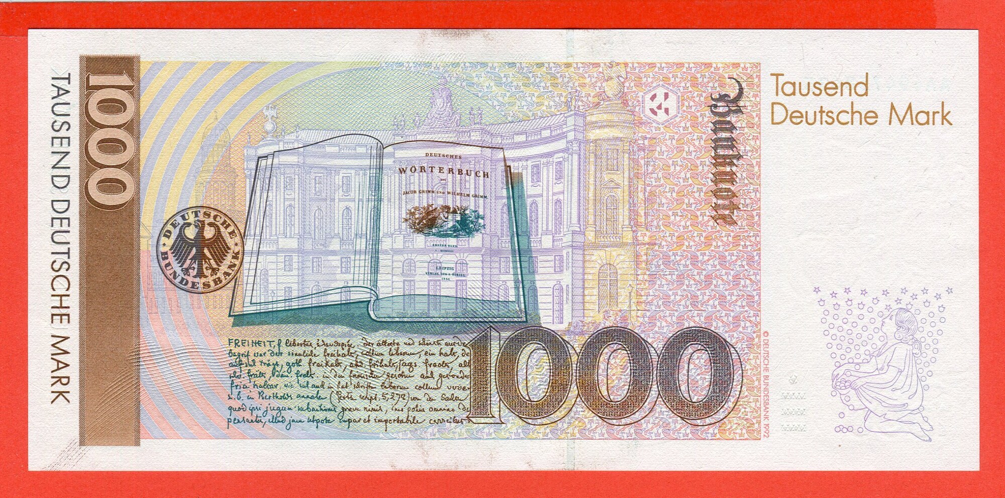 BRD, Deutsche Bundesbank 1000 DM Deutsche Mark 1991 Gebrüder Grimm ...