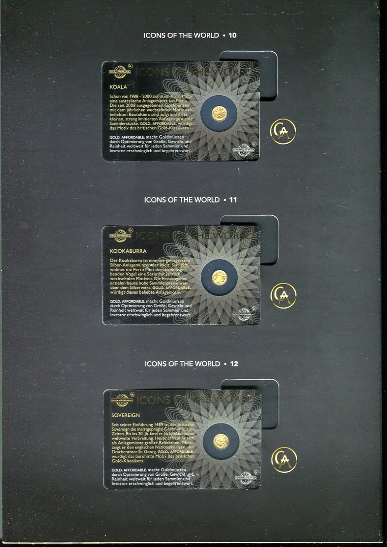 Ruanda, Rwanda 15 Minigoldmünzen - 1/200 Unze Gold 2017 / 2018 Icons of ...