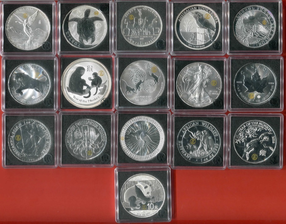 diverse Länder 16 x 1 Unze Silber 2016 W16 Serie - World Famous