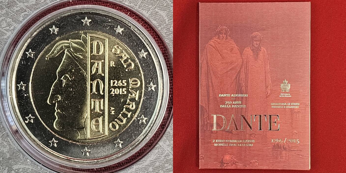 2 Euro Gedenkmünze San Marino 2 Euro 2015 Dante Alighieri 1265 / 2015