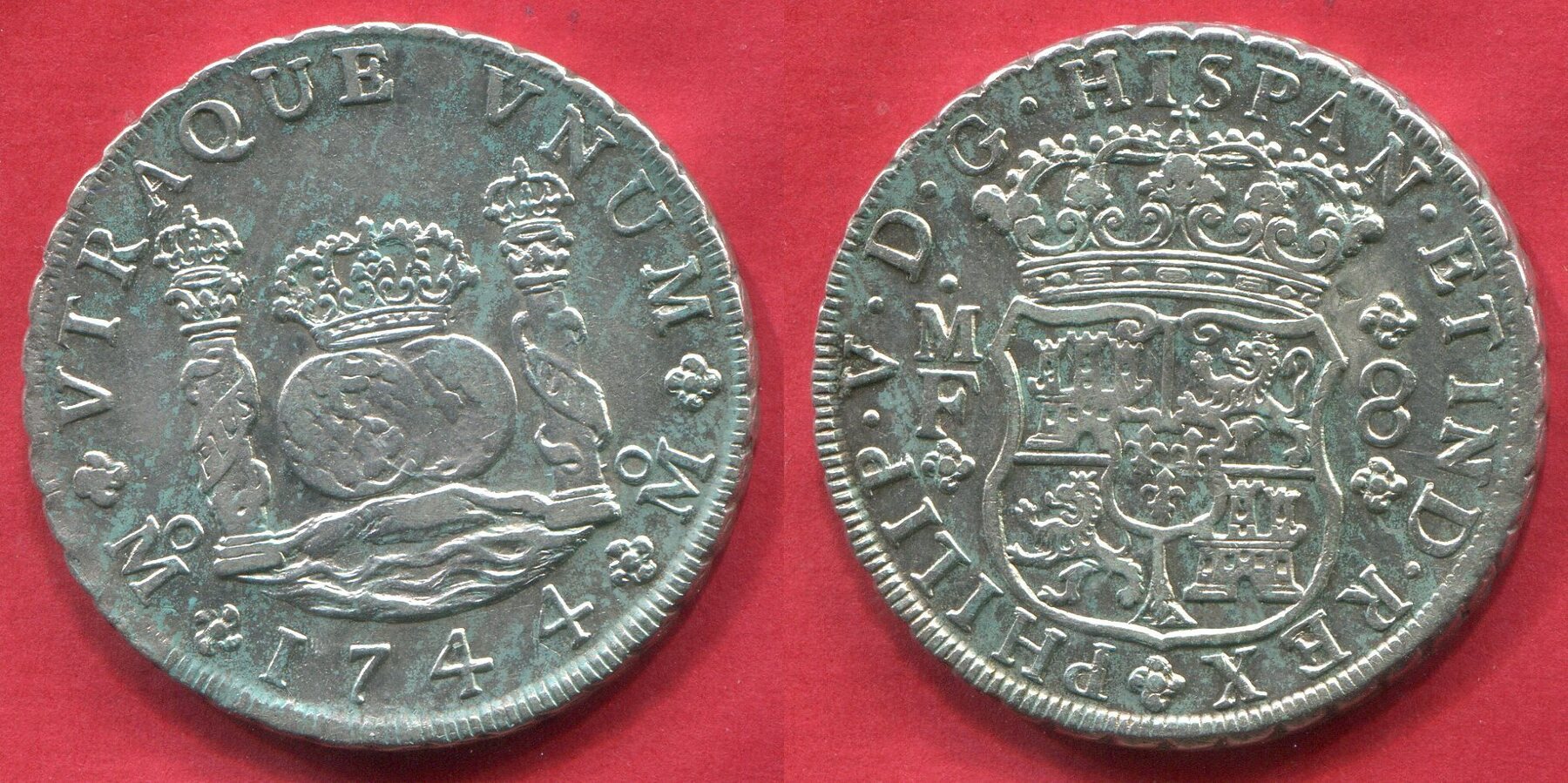 Mexico 8 Reales 1744 Mo MM Pillar Dollar Rare ! AU min planchet