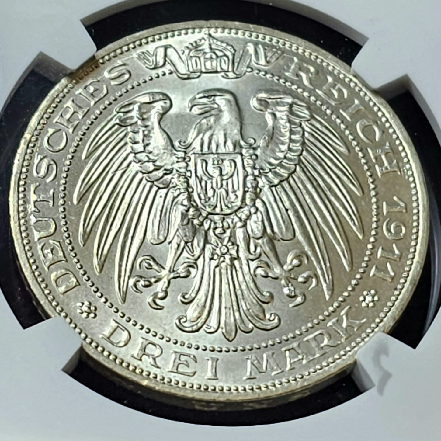 ドイツ　3マルク　1911 【NGC MS64】　世界 Deutschland Germany Kaiserreich Preußen 3 Mark 1911 A 100 Years