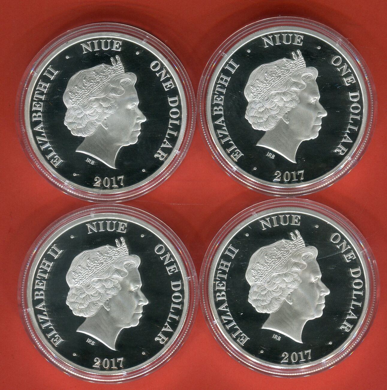 Niue 4 x 1 Dollar Kupfer Münzen versilbert 2017 1942 Defending a Nation -  75th Anniversary Tribute Proof colorated with original packaging Русские  монеты из драгоценных