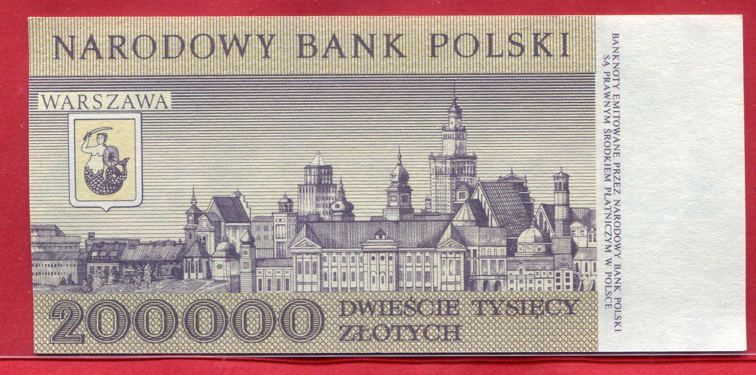 Polen Poland 200000 Zloty Banknote 1989 Warschau Warszawa Cityscape Au