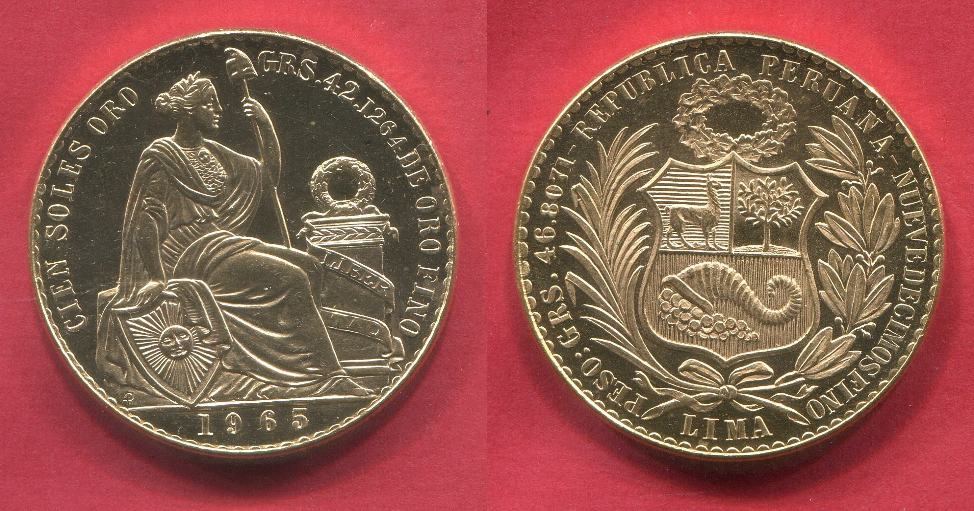 Перу 1965. 100 Soles de Oro чья монета.