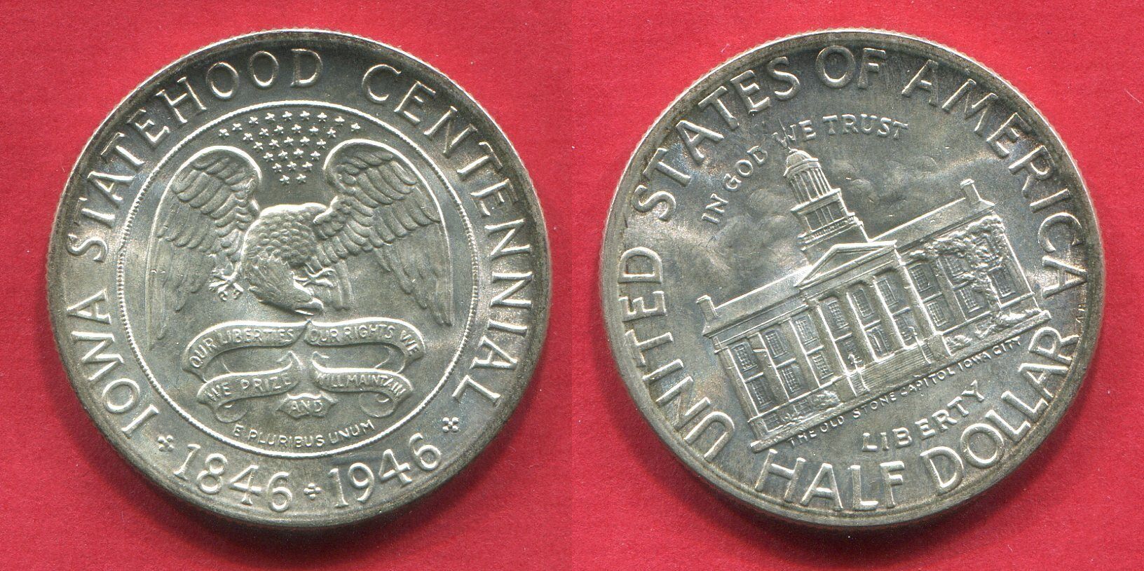 USA 50 Cents 1/2 Dollar commemorative coin 1946 Iowa Statehood Centennial  Uncirculated | MA-Shops