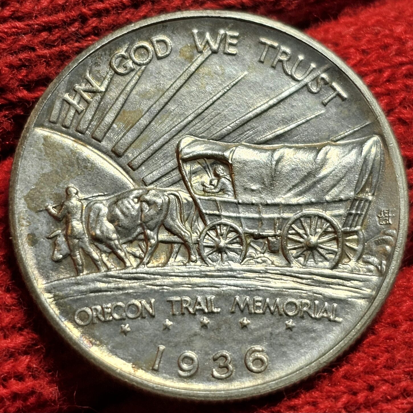2 Conchos (Münzanhänger) 30 Mm – Oregon Trail Halbdollar Design, Antik Silber