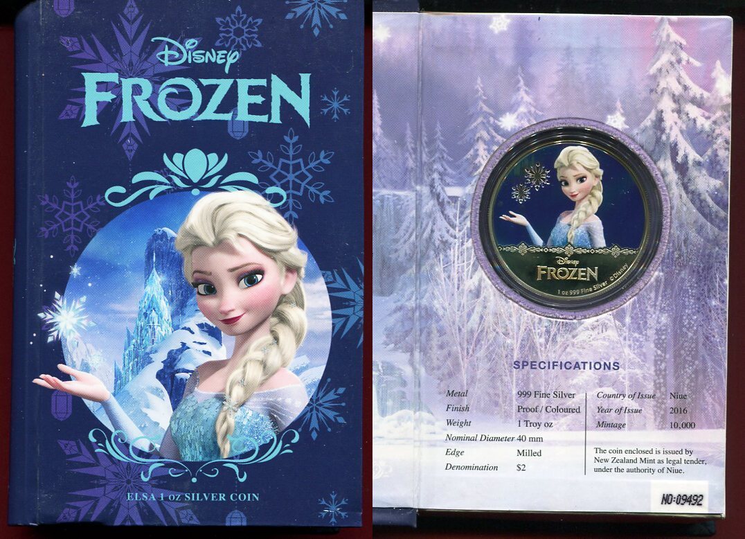 Niue 2 Dollars Silbermünze 2016 Disney Frozen - Elsa (1 oz, m ...