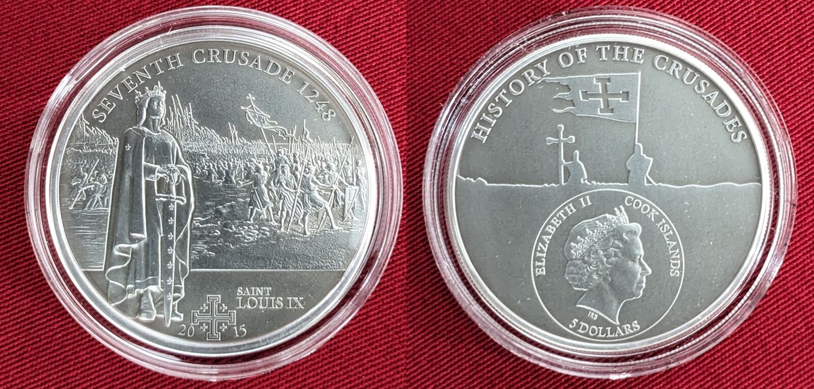 CRUSADE 7 Saint Louis IX Silver Coin 5$ Cook Islands 2015