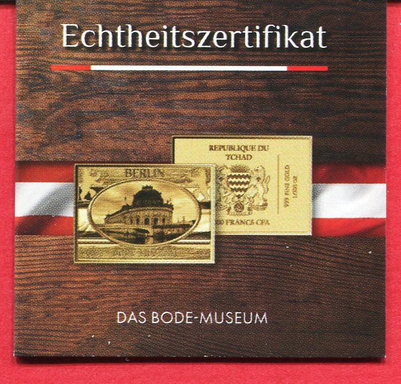 Tschad Francs Cfa Rechteckgoldm Nze Bode Museum Oz Bu In Plastic With Certificate