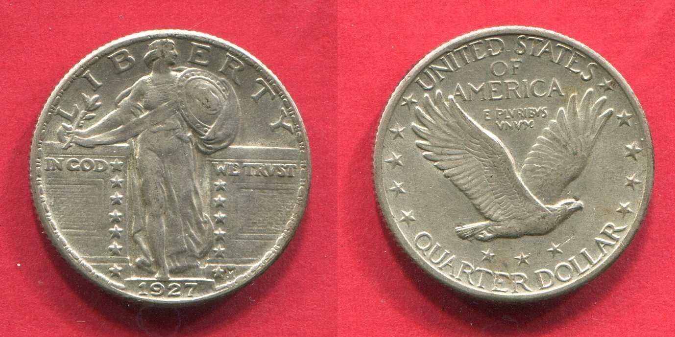 USA 25 Cents Quarter 1927 Standing Liberty EF au MA Shops